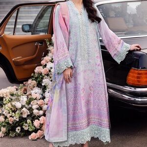 Pastel Floral Pakistani brand  Long Dress